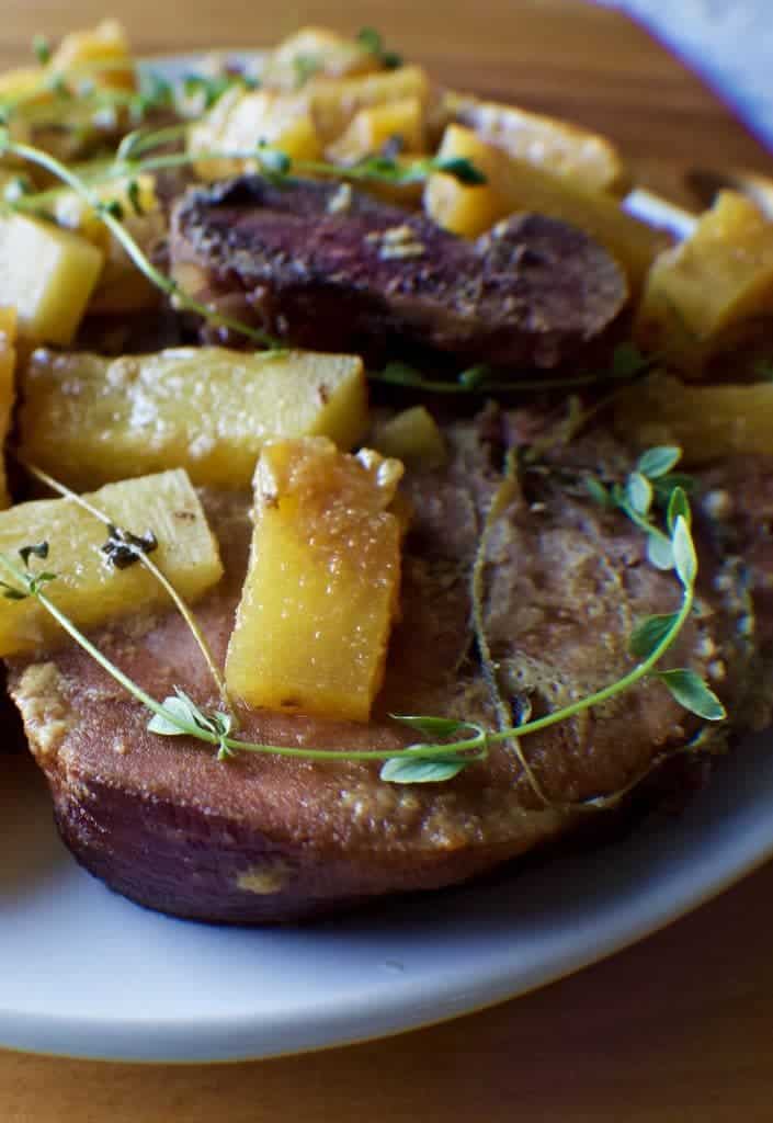 Slow Cook Pineapple Ham steak in Mustard Sauce Homemade Food Junkie