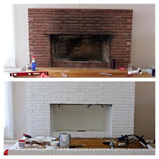 This week we are painting the old red brick white! our fireplace overhaul is moving ahead and it looks awesome!
