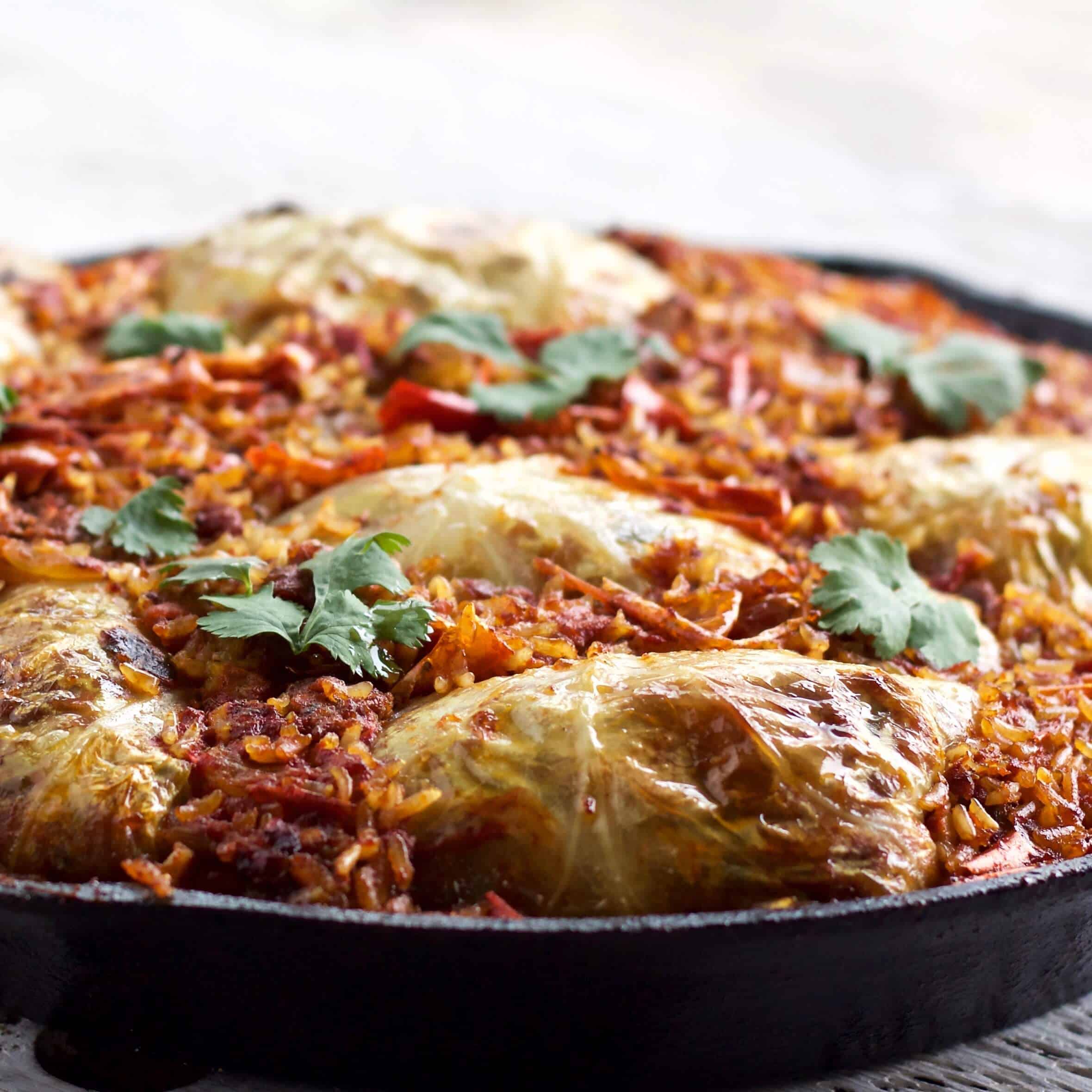 Chorizo Cabbage Rolls Skillet Dinner Homemade Food Junkie