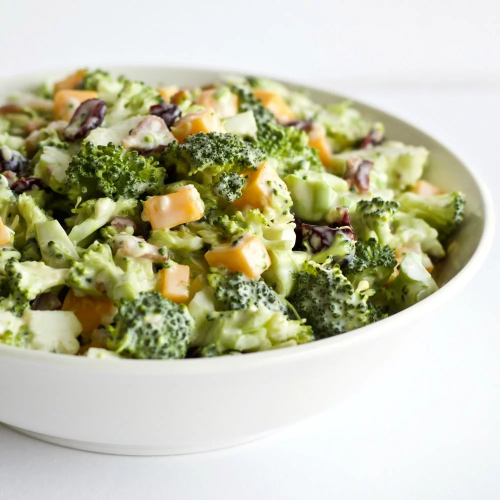Bacon Cheddar Broccoli Salad Is Gluten Free And Low Carb. A Healthy, Nutritious Side Dish The Whole Family Will Love. Party Food, Grill Side Or Salad For Lunch!