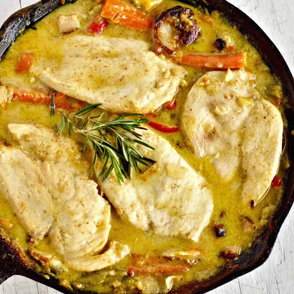 Honey Mustard Chicken Dinner Cooked In An Oven Proof Skillet