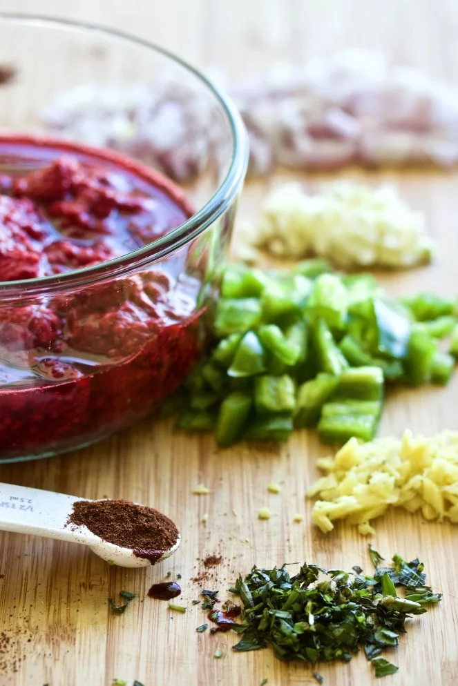 Some Ingredients For This Marinade. Crushed Raspberries, Chipotle Seasoning, Tarragon, Ginger, JalapeÑO, Garlic And Shallot. Fresh Raspberry Marinade Ingredients. A Wonderful Flavor Combo For Grilled Chicken.