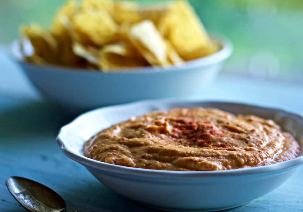 Spicy Hummus Dip- Garnished With Smoked Paprika. Http://Homemadefoodjunkie.com