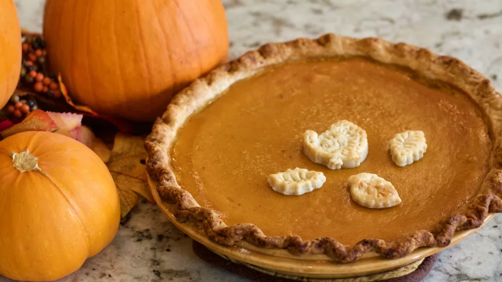 Pumpkin Pie With Fall Decor