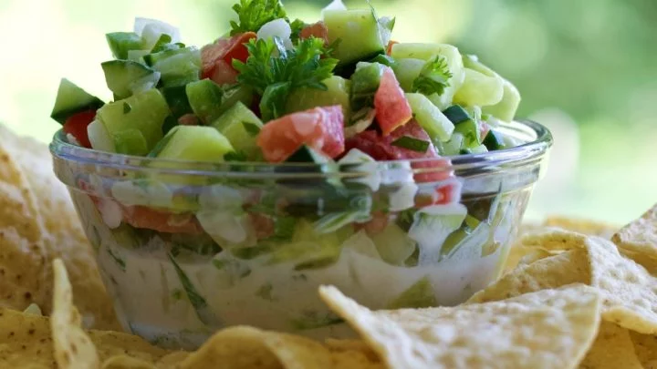 Crisp Cucumber Salsa Recipe 2 Cucumber Salsa And Chips