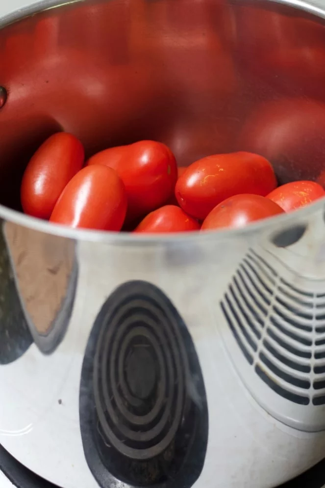 Roasted Pepper Tomato Soup 5 Large Stock Pot Half Full Of Roma Tomatoes
