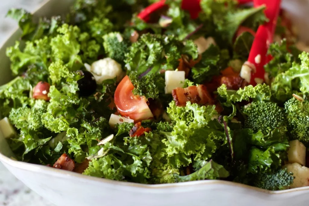 Fall Garden Salad In A White Bowl