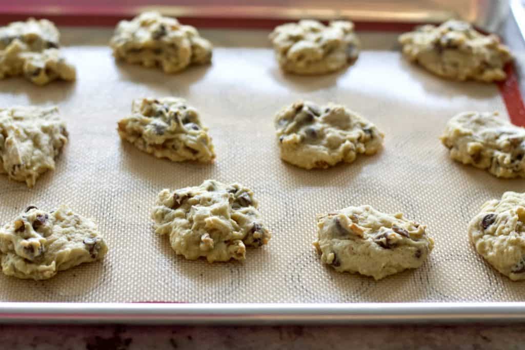 Fresh Baked Creamy Chocolate Cookies On A Baking Sheet