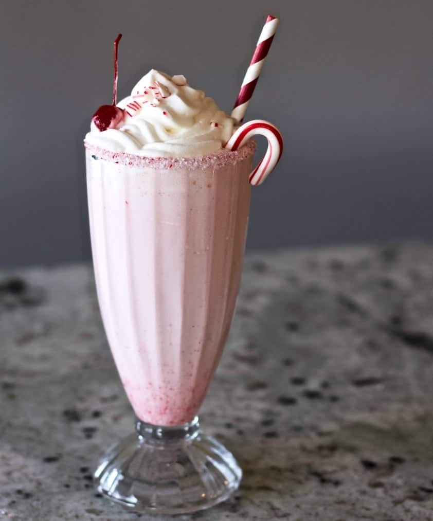 Garnish Your Peppermint Shake With Whipped Cream, Crushed Candy, Cherry, And A Mini Candy Cane. Don't Forget The Straw!