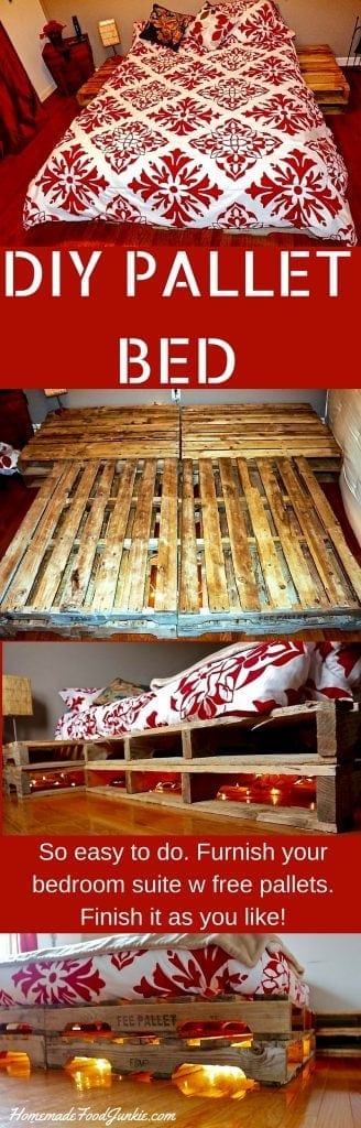 Diy Pallet Bed With Attached Night Stands! Full Of Great Ideas For Space Efficiency! Http://Homemadefoodjunkie.com