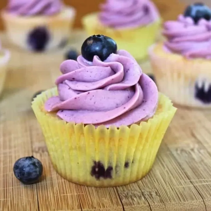Delicious Blueberry Lemon Cupcakes with Blueberry Frosting. mde entirely from scratch! http://Homemadefoodjunkie.com