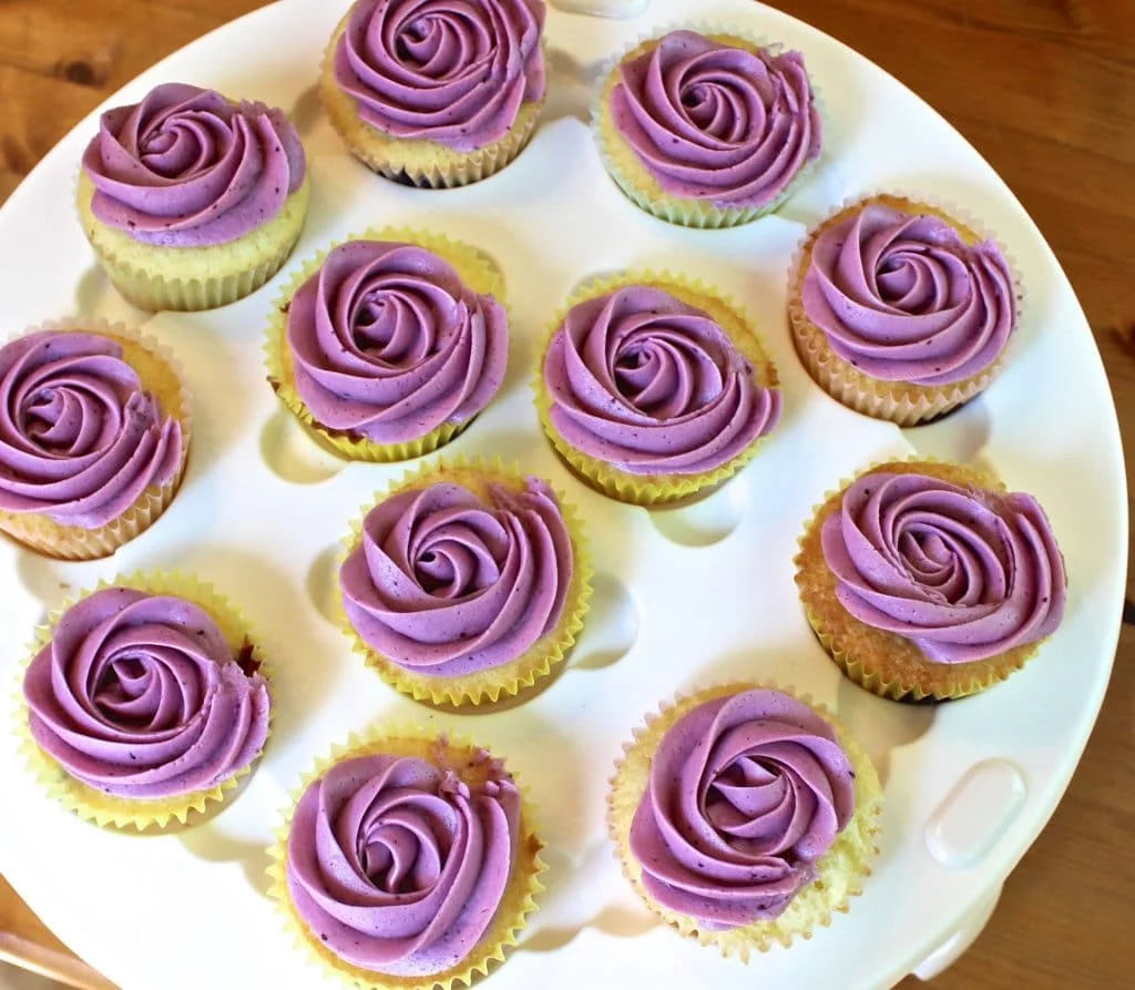 Delicious Blueberry Lemon Cupcakes With Blueberry Frosting Made Entirely From Scratch! Http://Homemadefoodjunkie.com