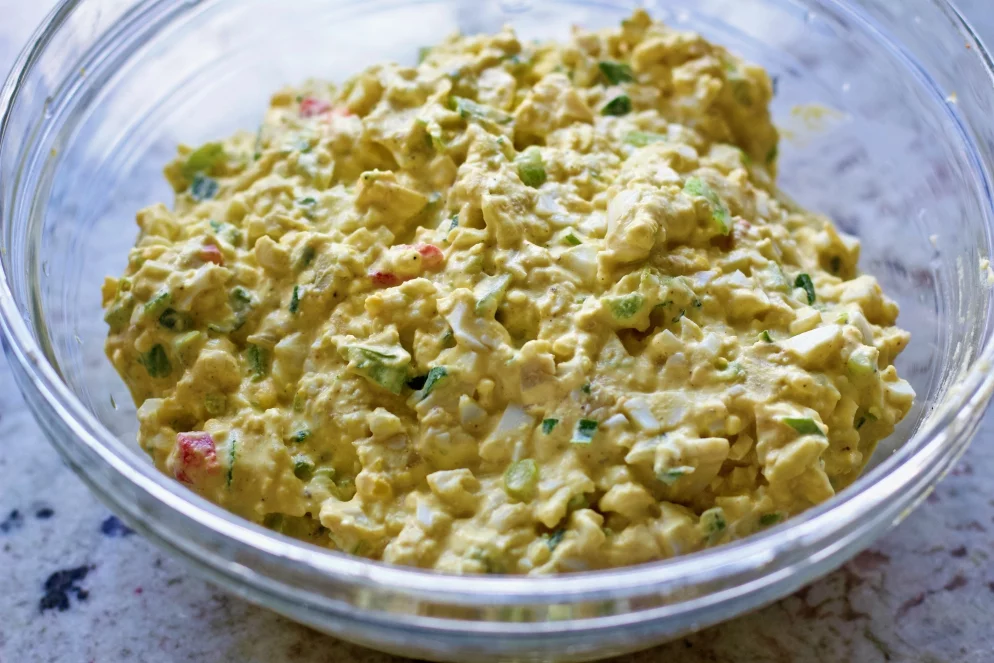 Healthy Egg Salad In A Clear Bowl.