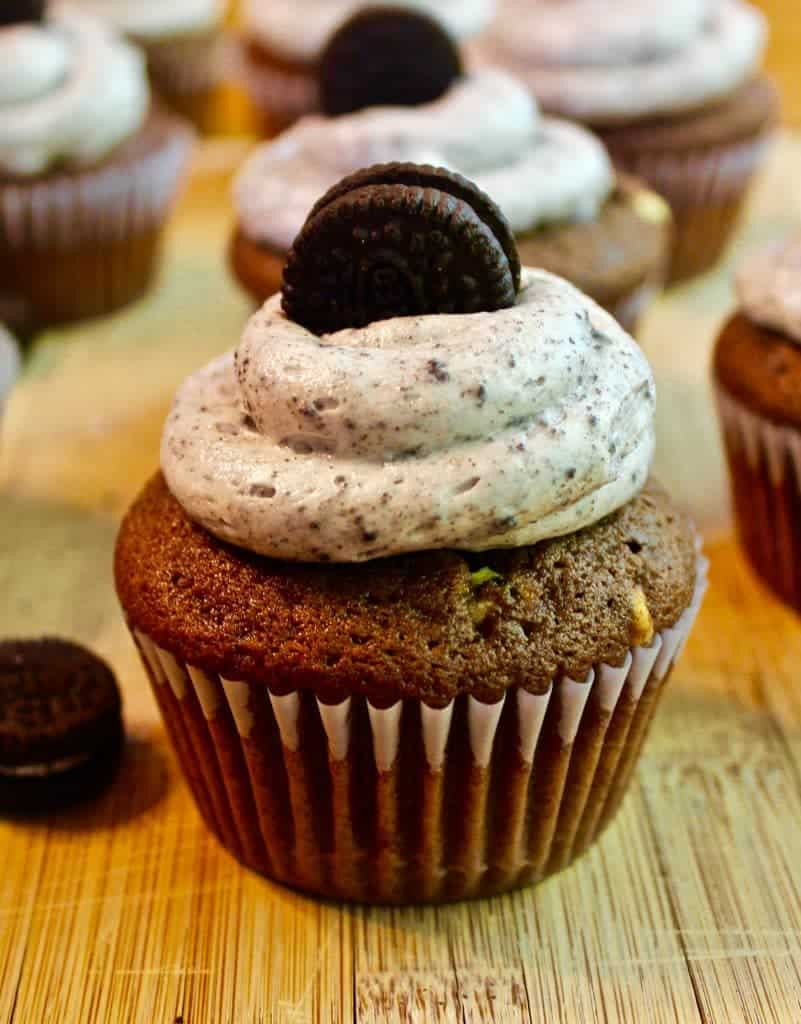 Cookies And Cream Cupcakes On A Wood Counter