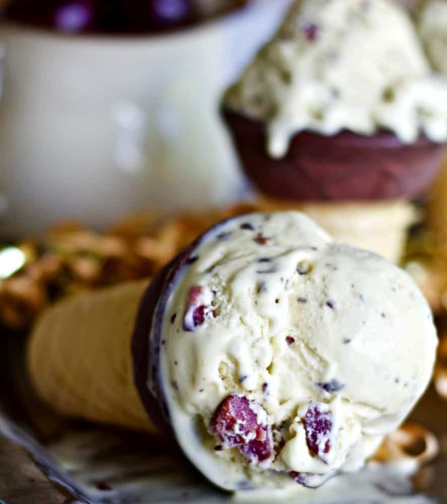 Dark Chocolate Cherry Custard Ice Cream