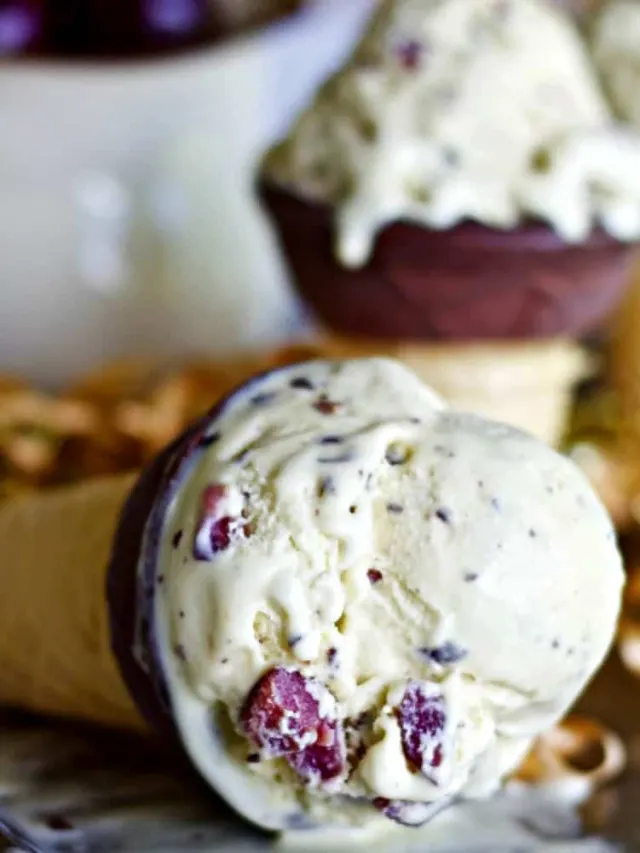 Dark Chocolate Cherry Custard Ice Cream