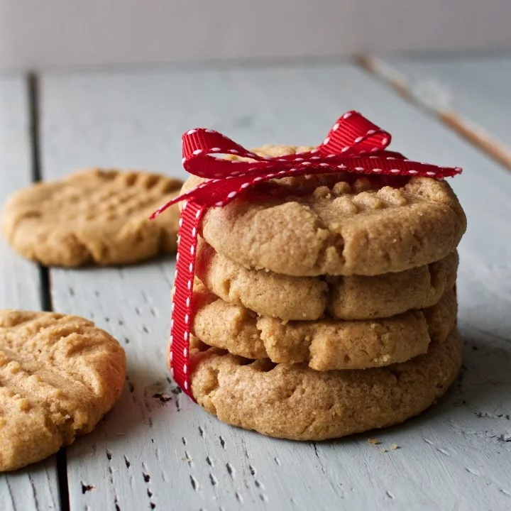 3 Ingredient Peanut Butter Cookies are fast and simple to make. These treats are gluten free, low sodium, and dairy free. http://HomemadeFoodJunkie.com