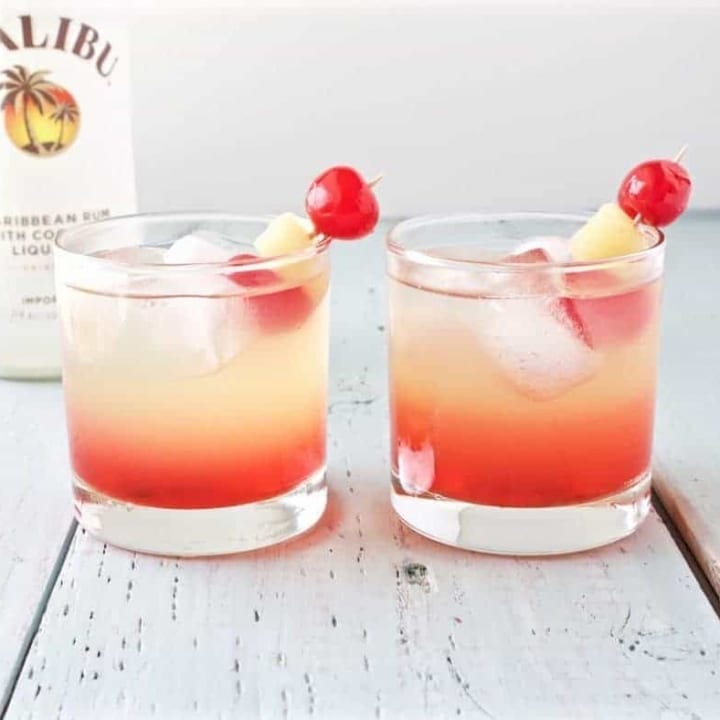 Playful baggrund stole Malibu Sunset Cocktail Mixed Drink Recipe - Homemade Food Junkie