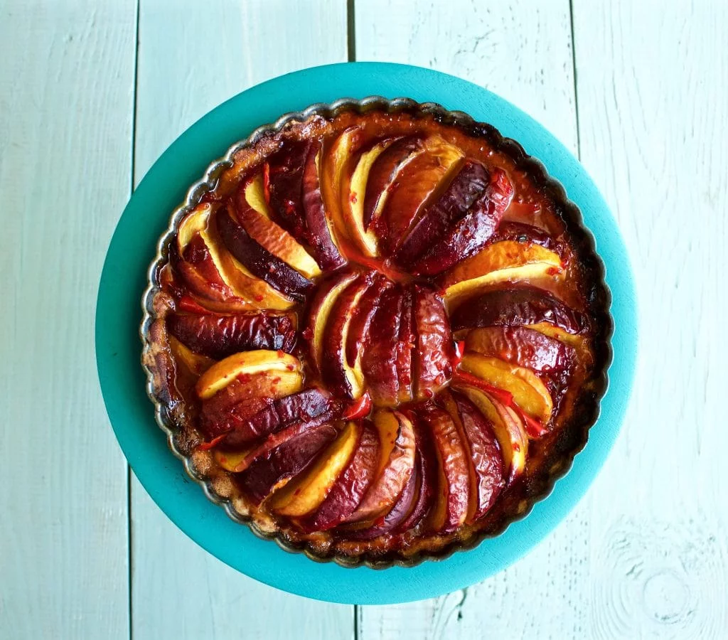 Peach Pepper Tart With Mascarpone Cream