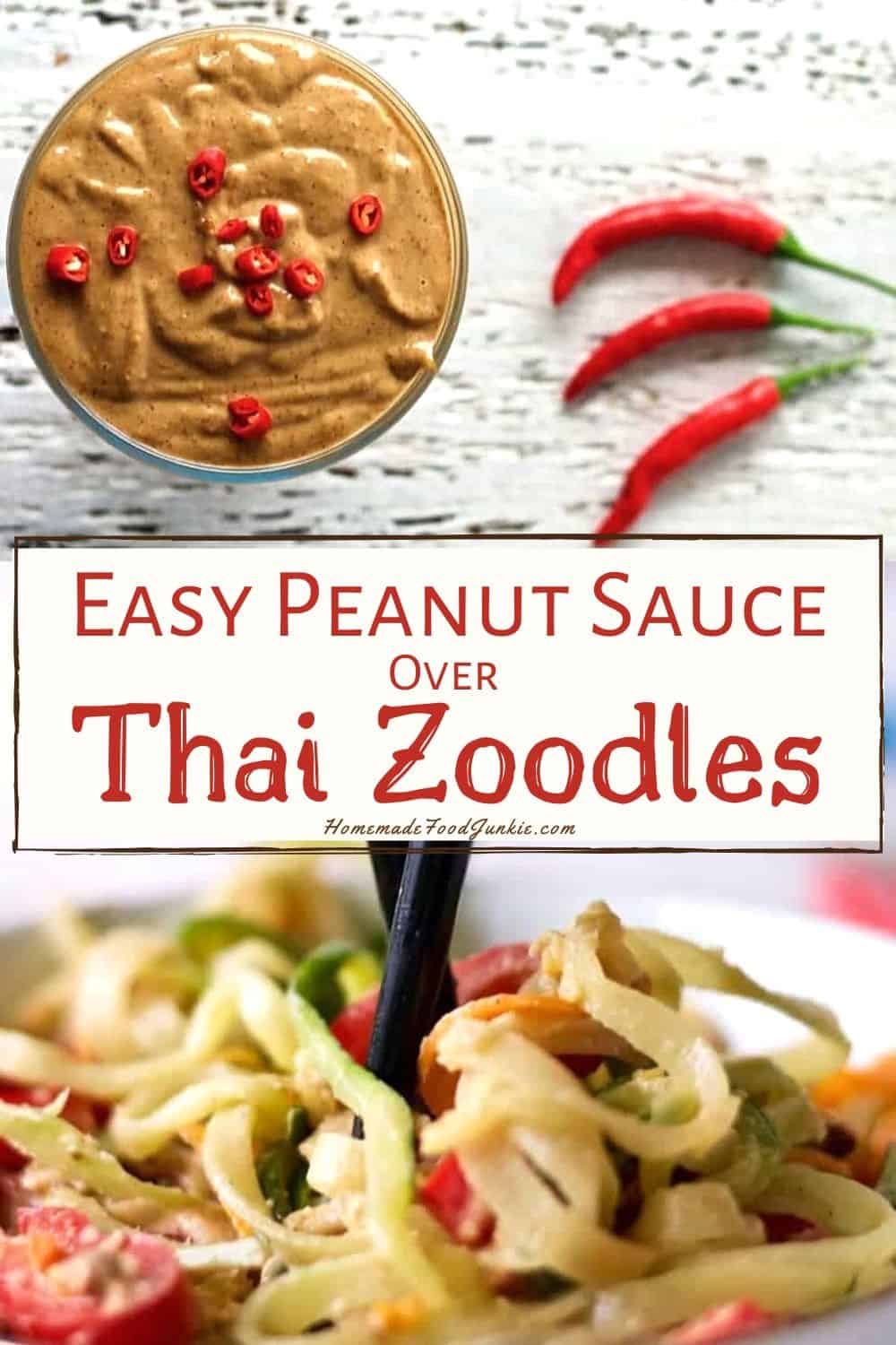 Easy peanut sauce over Thai noodles-pin image