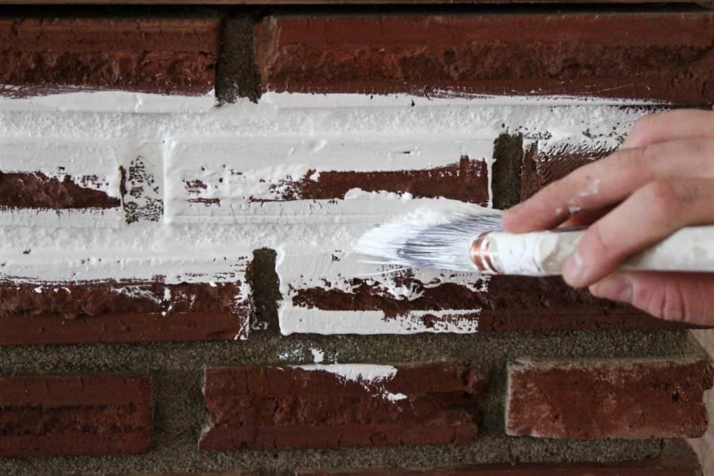 When Painting The Bricks Its Really Important To Fill All The Cracks And Crevices. I Love The Paint We Used Because It Was Thick Enough That It Did Fill Everything Without Needing A Second Coat!