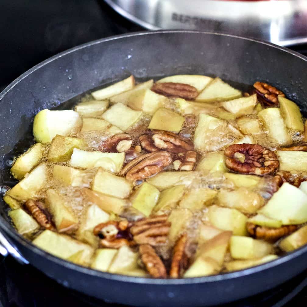 Cooked Apples And Pecans Ready To Top Steel Cut Oats