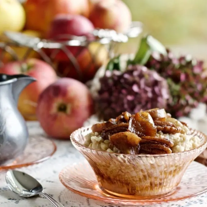 Steel Cut Oats with fried Maple Apple Pecans