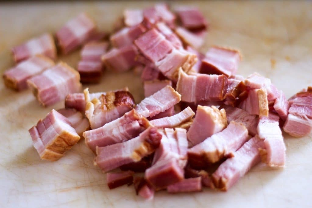 Natural Minimally Processed Bacon From A Local Farm For Chicken Noodle Minestrone