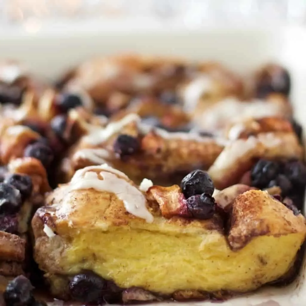 Blueberry Apple Overnight Bread Pudding By Homemadefoodjunkie.com