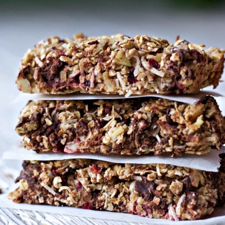 Homemade Healthy Coconut Cranberry Choco Bars