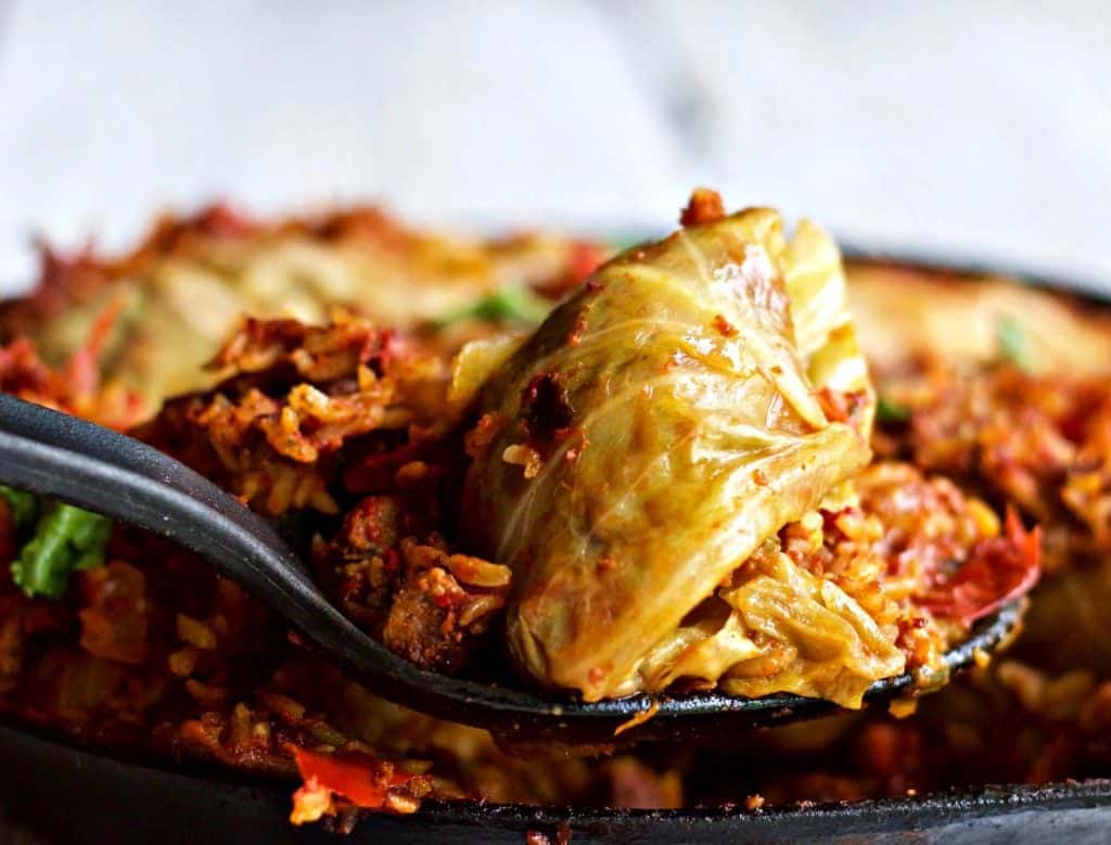 Chorizo Cabbage Rolls Skillet Dinner