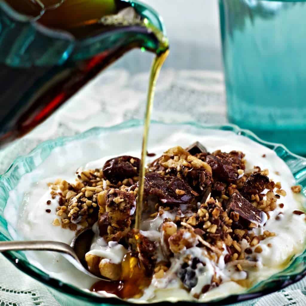 Healthy Steel Cut Oats Granola Recipe Is A Nutritionally Balanced, Chewy Textured Granola. I Added Dark Chocolate Chunks, Dried Figs, Cherries, And Coconut Flakes. This Is A High-​Fiber, Low-​Sodium, Vegetarian, Dairy-​Free, Gluten-​Free Granola. Http://Homemadefoodjunkie.com