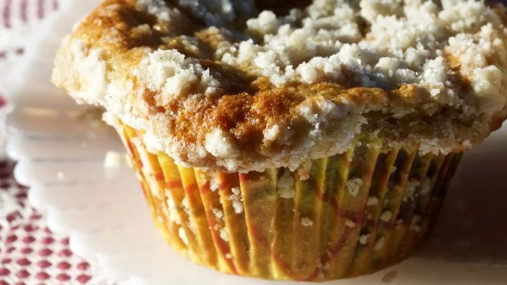 Rhubarb Blueberry Cardamom Streusel Muffins