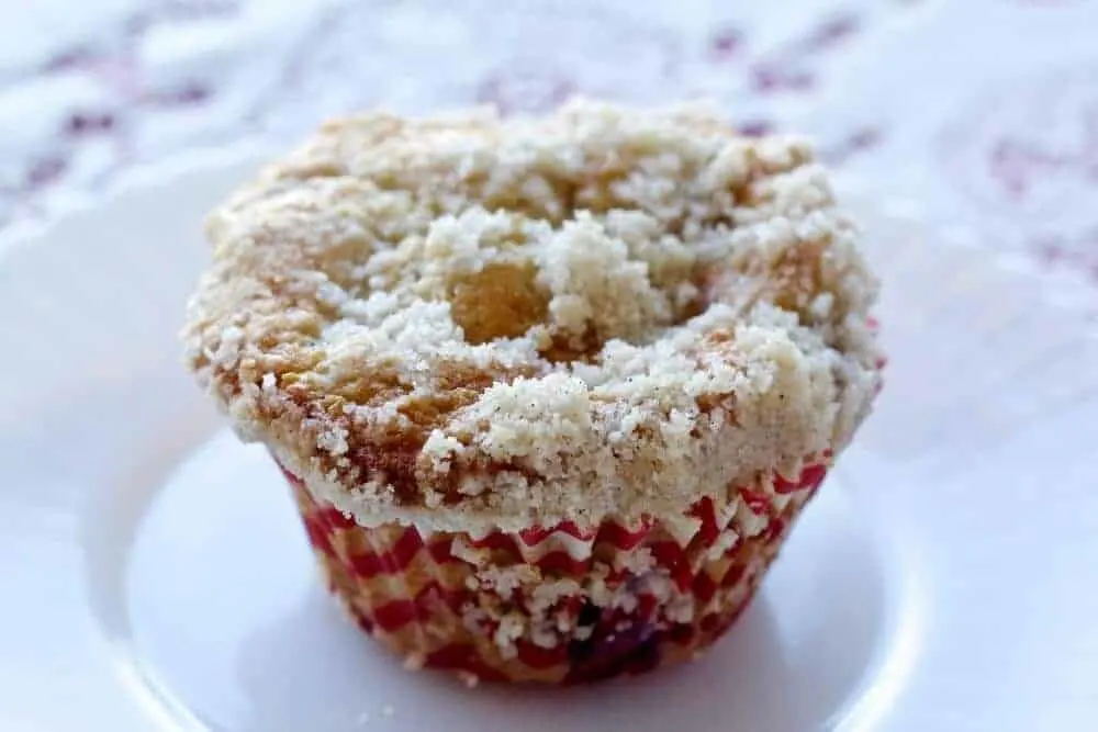 Rhubarb Blueberry Cardamom Streusel Muffins