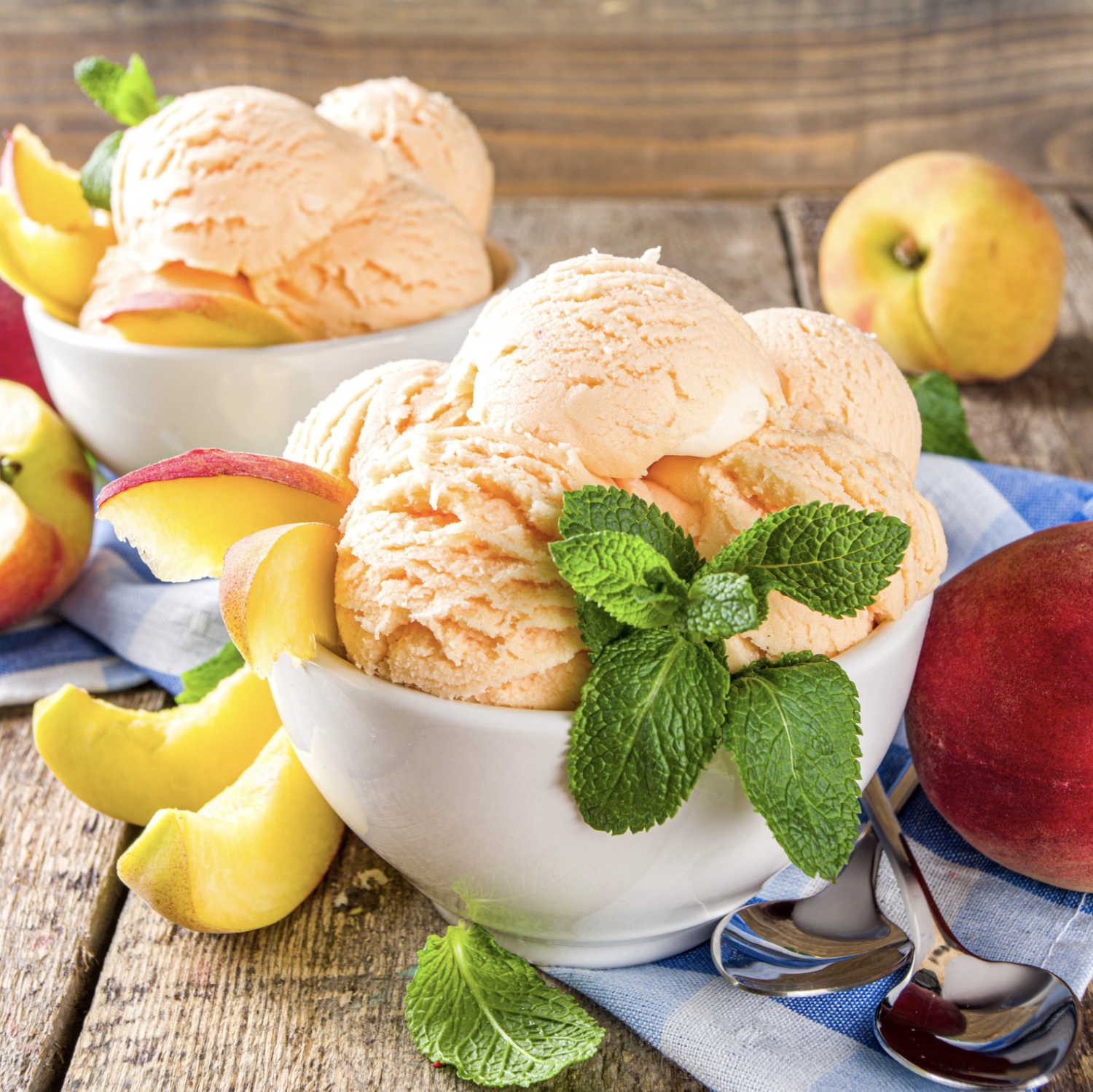 Homemade Peach Ice Cream with Dried Sour Cherries