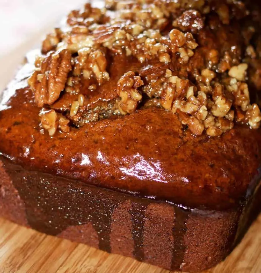 Caramel Pecan Banana Date Bread