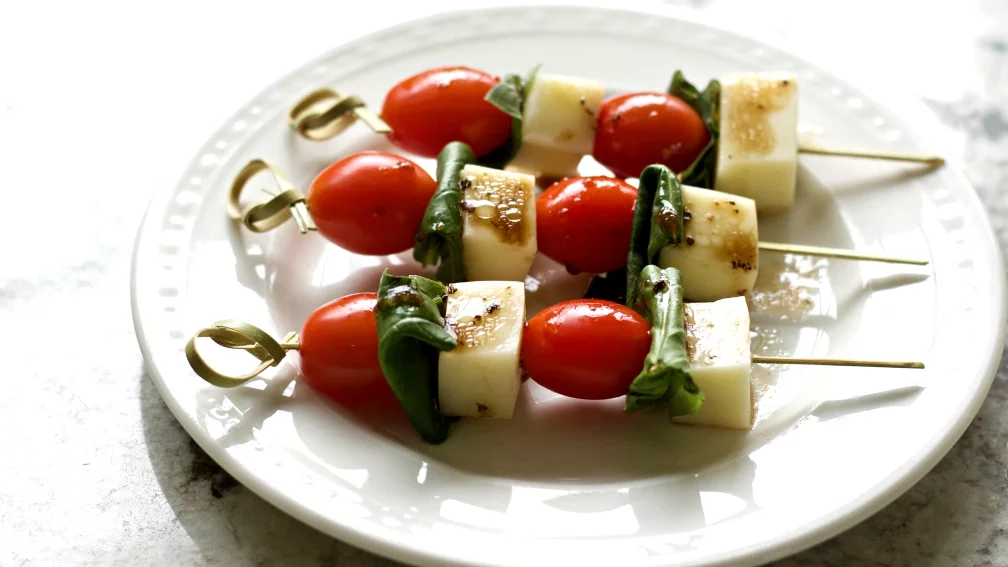 Caprese Salad Bites On A Party Plate