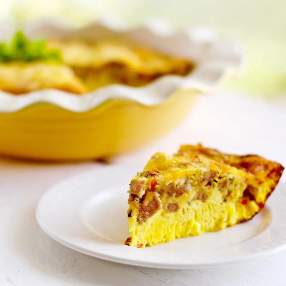 Crustless Sausage Cheese Quiche Low Carb, Low Sugar And Gluten Free Http://Homemadefoodjunkie.com