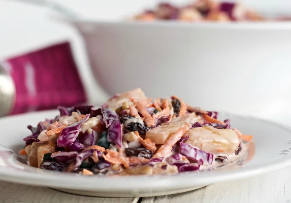 Red Cabbage Carrot Salad A Beauty Of A Summer Salad! Red Cabbage Carrot Salad Is So Yummy With All These Flavors And Textures And It's Healthy! Enjoy The High-Fiber, Vegetarian, Dairy-Free, Gluten-Free Seasonal Side Dish. It's Perfect For The Dinner Table, Lunchbox Or Picnic! Http://Homemadefoodjunkie.com