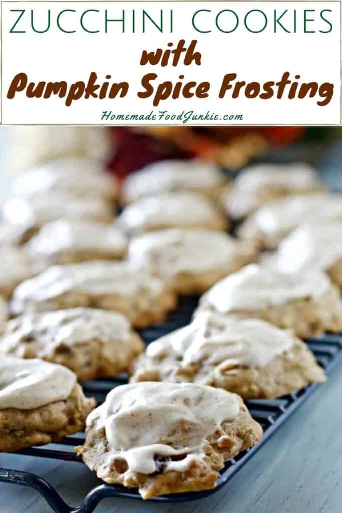 Zucchini Cookies With Pumpkin Spice Frosting-Pin Image
