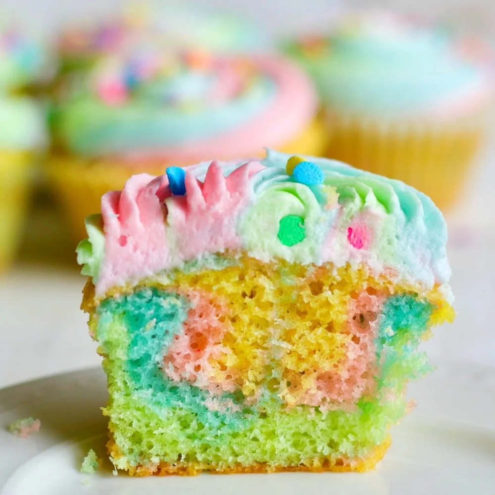 Multi Colored Rainbow Cupcakes