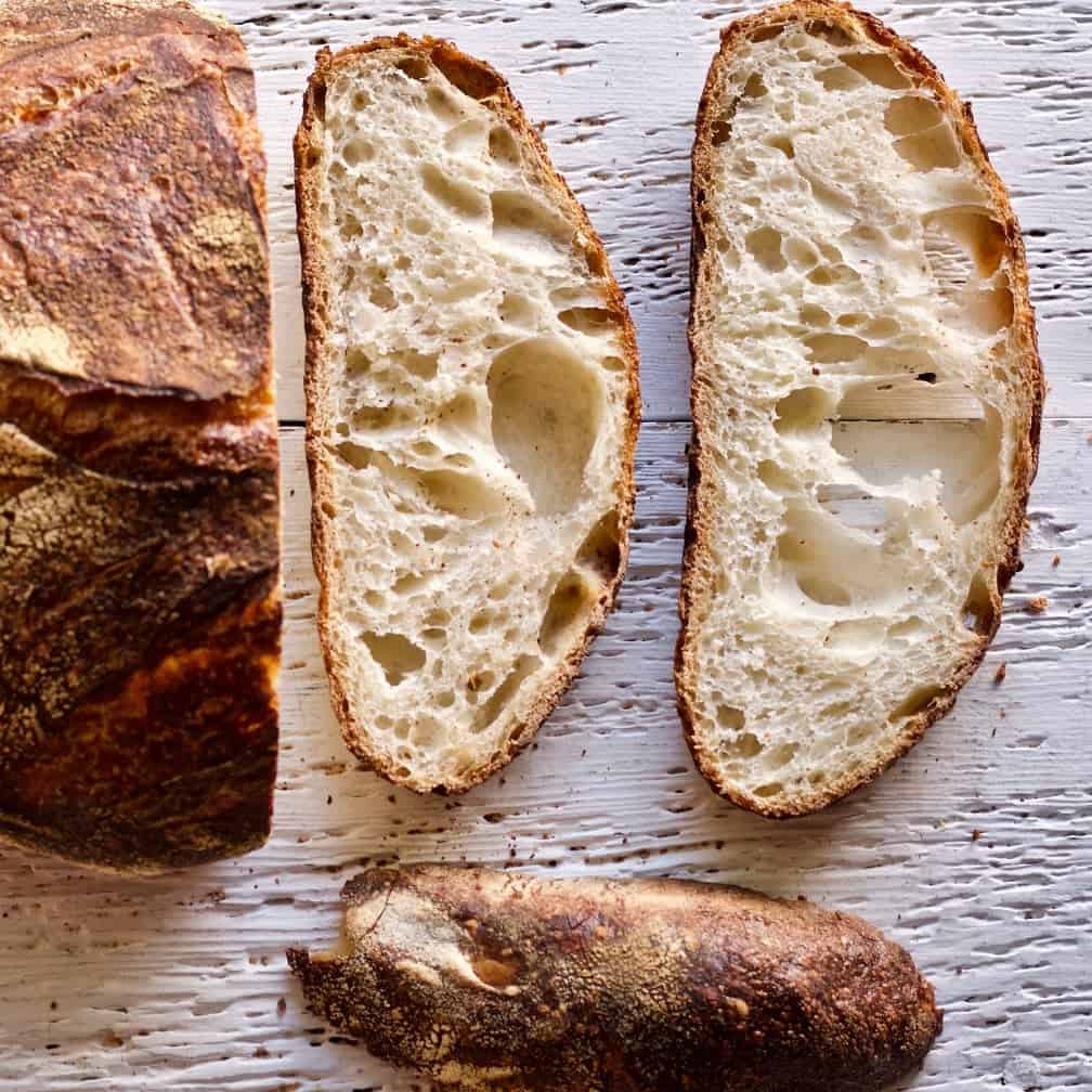 Sourdough Hearth Bread Cut Loaf And Bread Slices