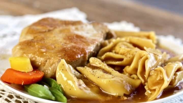 Pork Chops Skillet Dinner With Tortellini In Wine Sauce 4 Pork Chop Skillet Dinner