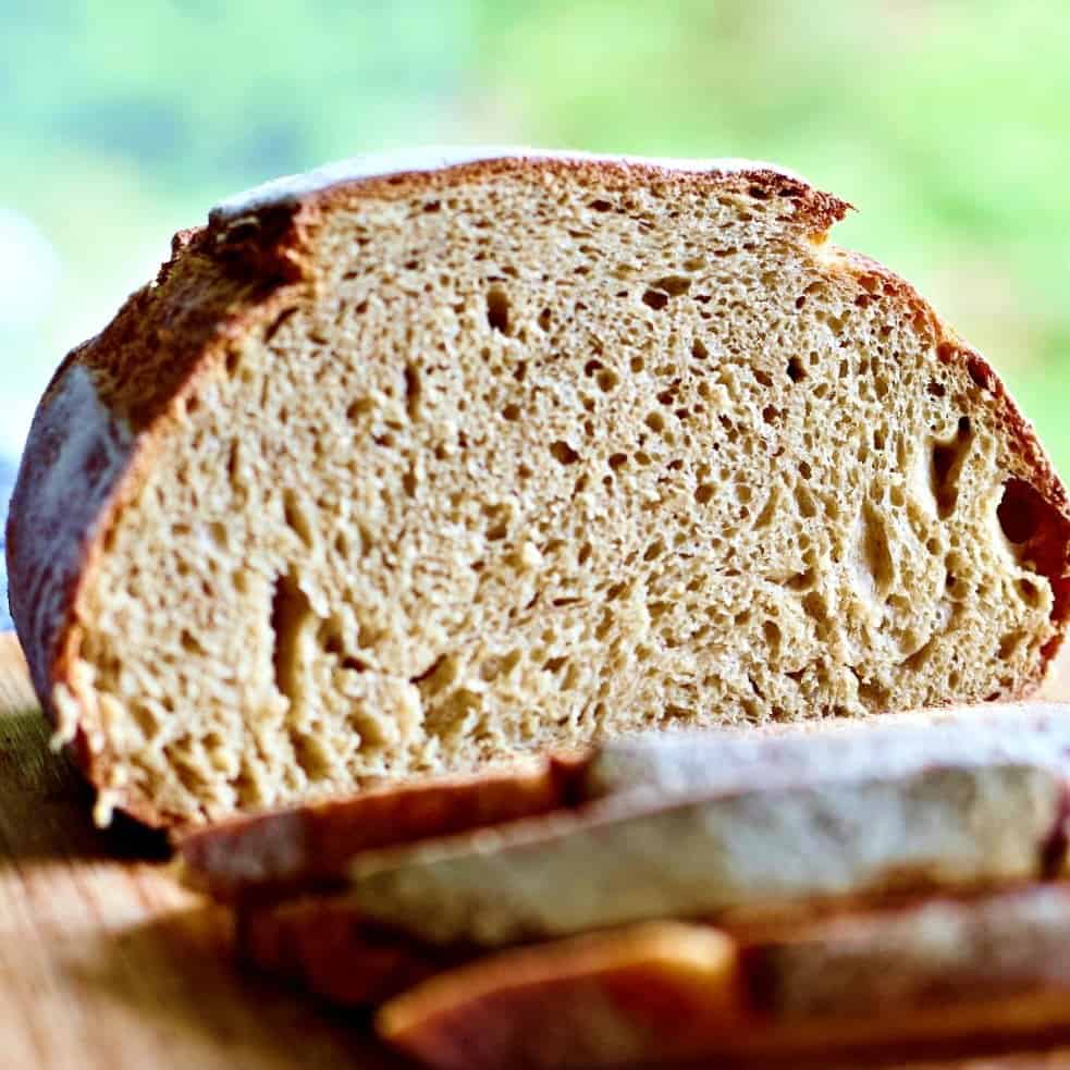 Whole Wheat Sourdough Bread Sliced