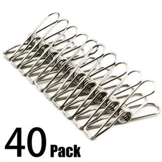 Clothes Pins 40 Pack,2 Inch Multi-Purpose Stainless Steel Wire,Cord Clothes Pins Utility Clips,Hooks For Home/Office