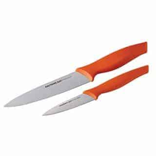 Rachael Ray 2-Piece Cutlery Japanese Stainless Steel Fruit And Vegetable Knife Set With Orange Handles And Sheaths