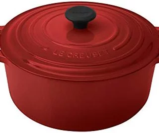 Le Creuset Signature Enameled Cast-Iron 7-1/4-Quart Round French (Dutch) Oven, Cerise (Cherry Red)