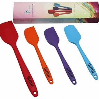 Gloue Silicone Spatula Set - 4-Piece 450Of Heat-Resistant Baking Spoon &Amp; Spatulas - Ergonomic Easy-To-Clean Seamless One-Piece Design - Nonstick - Dishwasher Safe - Solid Stainless Steel - Multicolor