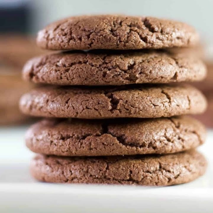 Chewy Chocolate cookies in a stack