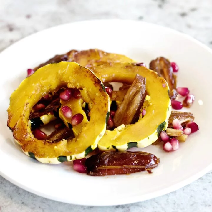 Delicata Squash Saute' on a white plate.